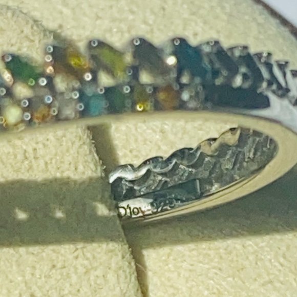 Natural Multi Diamond 0.25 ctw Stackable Band Ring Platinum Over Sterlin… - Picture 3 of 7